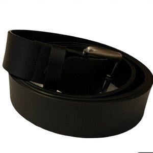 King Size Men’s Black Casual Leather Belt - size 53-58, Nickel buckle